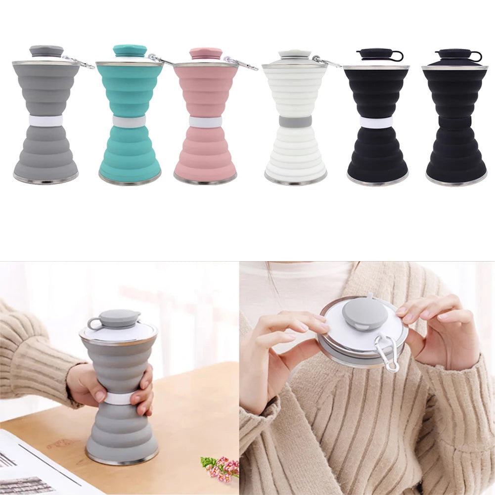 500ML Silicone Water Bottle | Foldable & Leak Proof | Portable Sports Travel Water Bottles