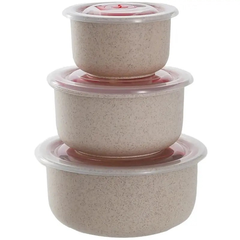 3pcs Lightweight Wheat Straw Bowl For Food Storage Cereal Desserts, Reusable Cutlery, Can Be Used As Fruit Snack Container