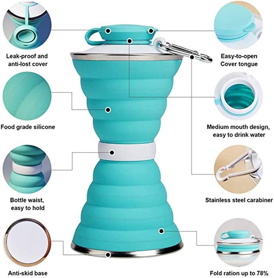 500ML Silicone Water Bottle | Foldable & Leak Proof | Portable Sports Travel Water Bottles