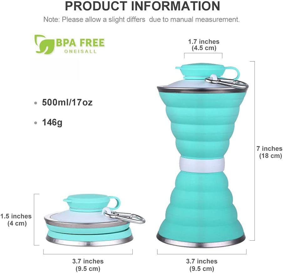 500ML Silicone Water Bottle | Foldable & Leak Proof | Portable Sports Travel Water Bottles